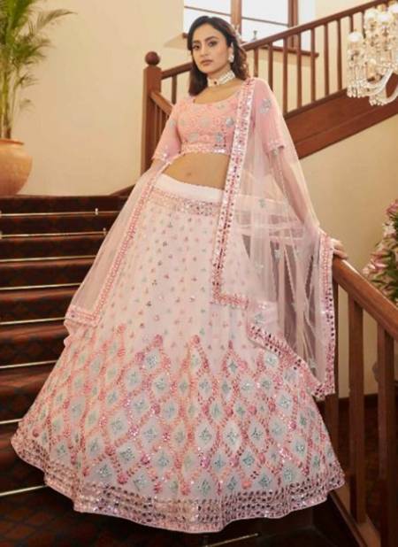 Pearl White Bridal Gota Patti with Thread Sequince Embroidered Semi Stitched Lehenga Choli Collection 1941